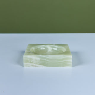 Italian Green Onyx Square Ashtray for Ronson