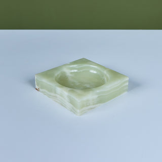 Italian Green Onyx Square Ashtray for Ronson