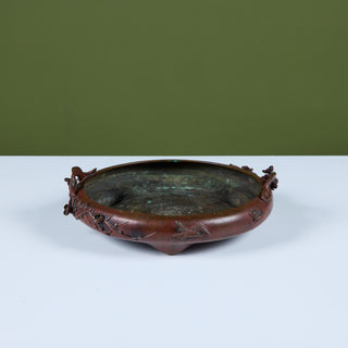 Japanese Bronze Suiban Ikebana Planter Bowl