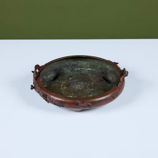 Japanese Bronze Suiban Ikebana Planter Bowl