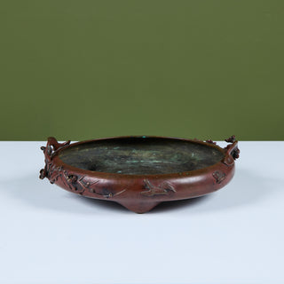 Japanese Bronze Suiban Ikebana Planter Bowl