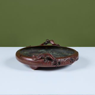 Japanese Bronze Suiban Ikebana Planter Bowl