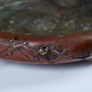 Japanese Bronze Suiban Ikebana Planter Bowl