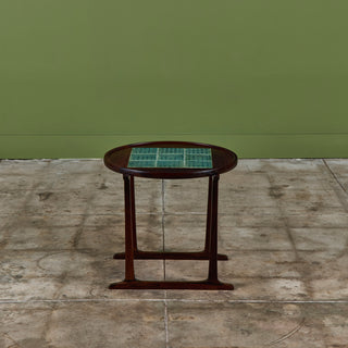 Jens H. Quistgaard Rosewood Side Table with Tile Inlay