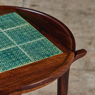 Jens H. Quistgaard Rosewood Side Table with Tile Inlay
