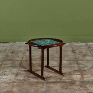 Jens H. Quistgaard Rosewood Side Table with Tile Inlay