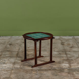 Jens H. Quistgaard Rosewood Side Table with Tile Inlay