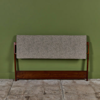 Jens Risom Full-Size Upholstered Walnut Headboard