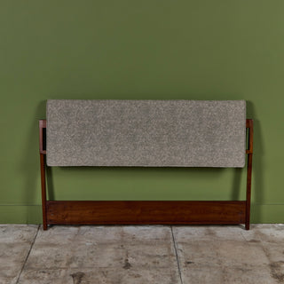 Jens Risom Full-Size Upholstered Walnut Headboard
