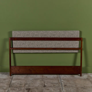 Jens Risom Full-Size Upholstered Walnut Headboard