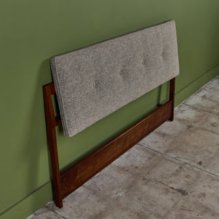 Jens Risom Full-Size Upholstered Walnut Headboard
