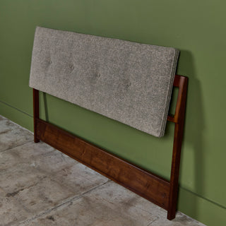 Jens Risom Full-Size Upholstered Walnut Headboard