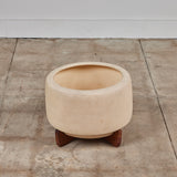 John Follis for Architectural Pottery Bisque-Glazed CP-17 Tire Planter on Wood Base