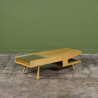 John Keal Coffee Table with Glass Top for Brown Saltman
