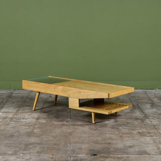John Keal Coffee Table with Glass Top for Brown Saltman