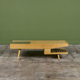 John Keal Coffee Table with Glass Top for Brown Saltman
