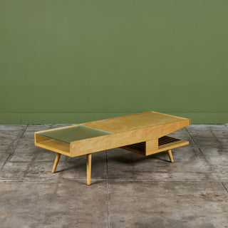 John Keal Coffee Table with Glass Top for Brown Saltman