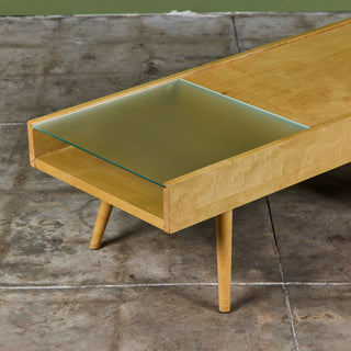 John Keal Coffee Table with Glass Top for Brown Saltman