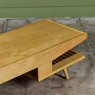 John Keal Coffee Table with Glass Top for Brown Saltman