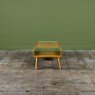 John Keal Coffee Table with Glass Top for Brown Saltman
