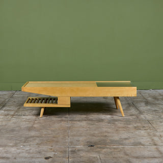 John Keal Coffee Table with Glass Top for Brown Saltman