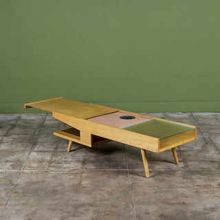 John Keal Coffee Table with Glass Top for Brown Saltman