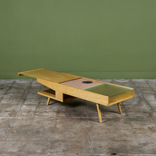 John Keal Coffee Table with Glass Top for Brown Saltman