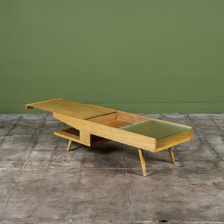 John Keal Coffee Table with Glass Top for Brown Saltman