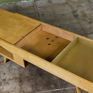 John Keal Coffee Table with Glass Top for Brown Saltman