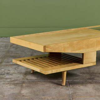 John Keal Coffee Table with Glass Top for Brown Saltman