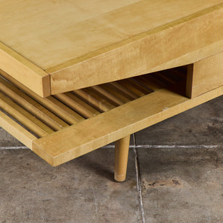 John Keal Coffee Table with Glass Top for Brown Saltman