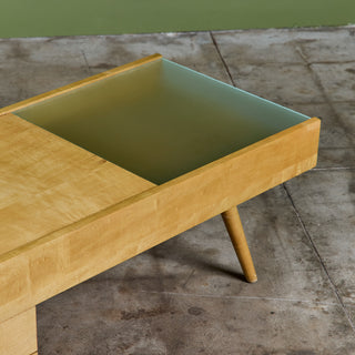 John Keal Coffee Table with Glass Top for Brown Saltman