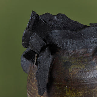 Large Brutalist Japanese Ceramic Vase by Takao Tomono