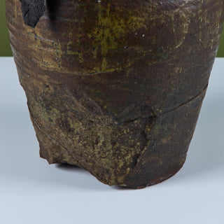 Large Brutalist Japanese Ceramic Vase by Takao Tomono