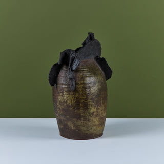 Large Brutalist Japanese Ceramic Vase by Takao Tomono