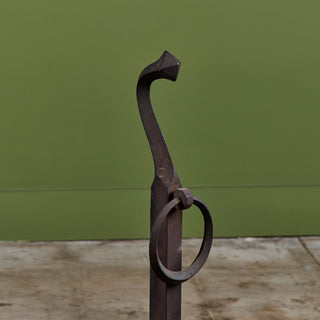 Pair of Large Gothic Style Cast Iron Andirons