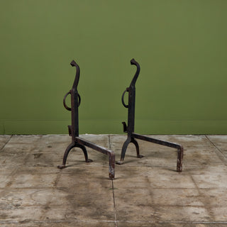 Pair of Large Gothic Style Cast Iron Andirons