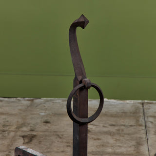 Pair of Large Gothic Style Cast Iron Andirons