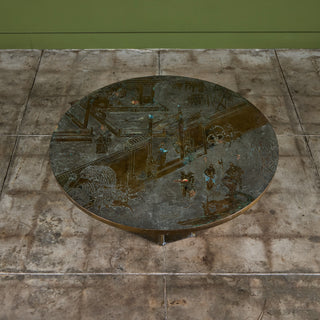 Philip & Kelvin Laverne Acid Etched Bronze "Chan" Coffee Table