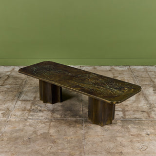 Philip & Kelvin Laverne Acid Etched Bronze "Michelangelo" Coffee Table