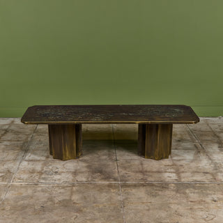Philip & Kelvin Laverne Acid Etched Bronze "Michelangelo" Coffee Table