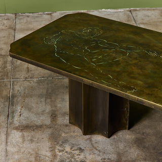 Philip & Kelvin Laverne Acid Etched Bronze "Michelangelo" Coffee Table