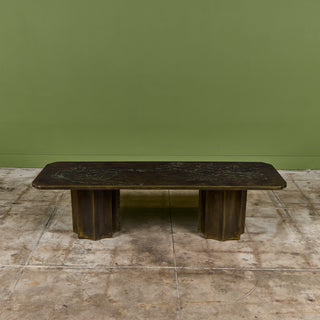 Philip & Kelvin Laverne Acid Etched Bronze "Michelangelo" Coffee Table