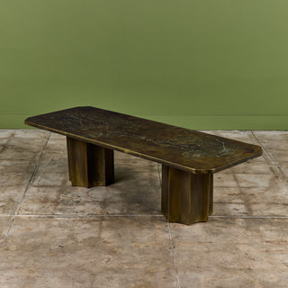 Philip & Kelvin Laverne Acid Etched Bronze "Michelangelo" Coffee Table