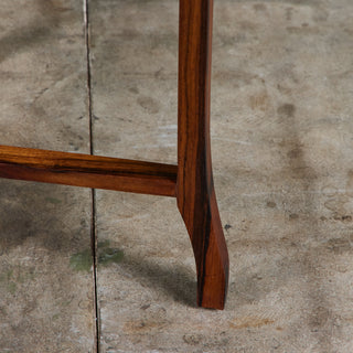 Round Red Leather-Top Occasional Table