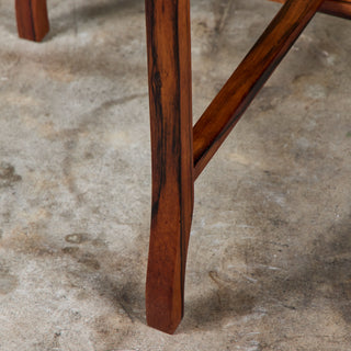 Round Red Leather-Top Occasional Table