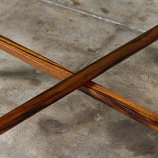 Round Red Leather-Top Occasional Table