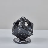 Fossilized Black Marble Cube Sculpture