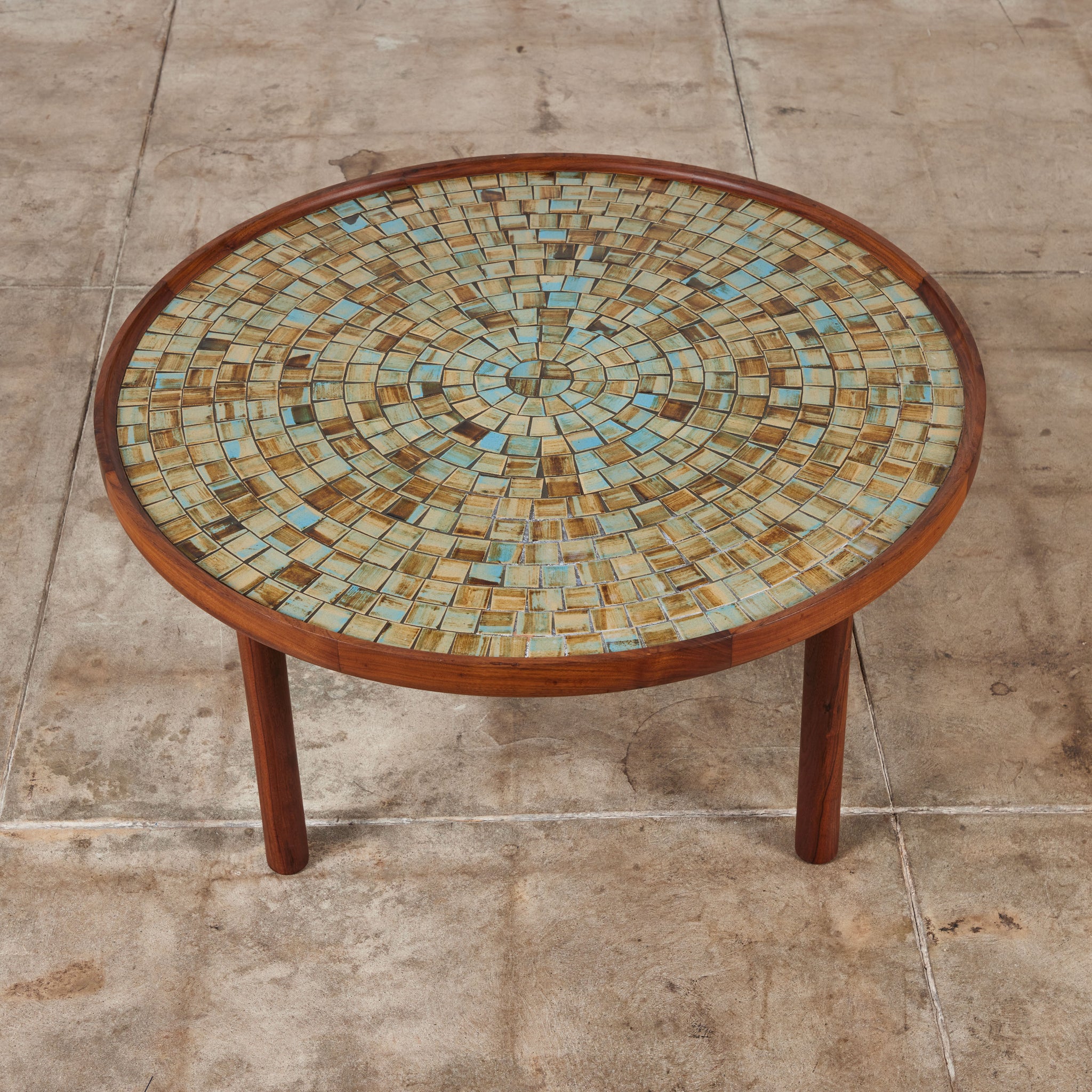 ON HOLD ** Gordon & Jane Martz Round Mosaic Tile Coffee Table