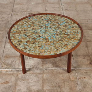 ON HOLD ** Gordon & Jane Martz Round Mosaic Tile Coffee Table